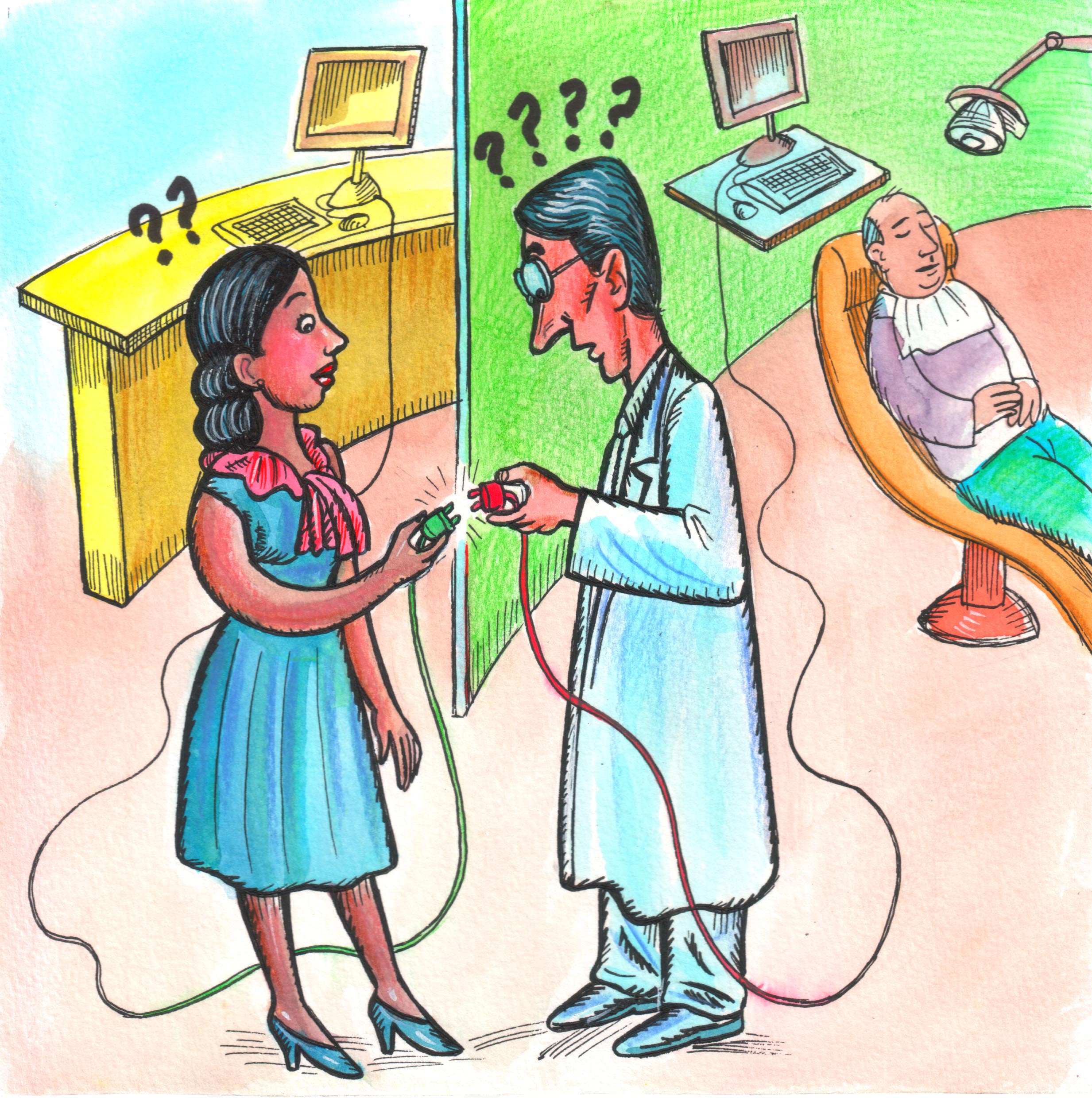No Compatibility Two medical staff members can't connect their devices together.