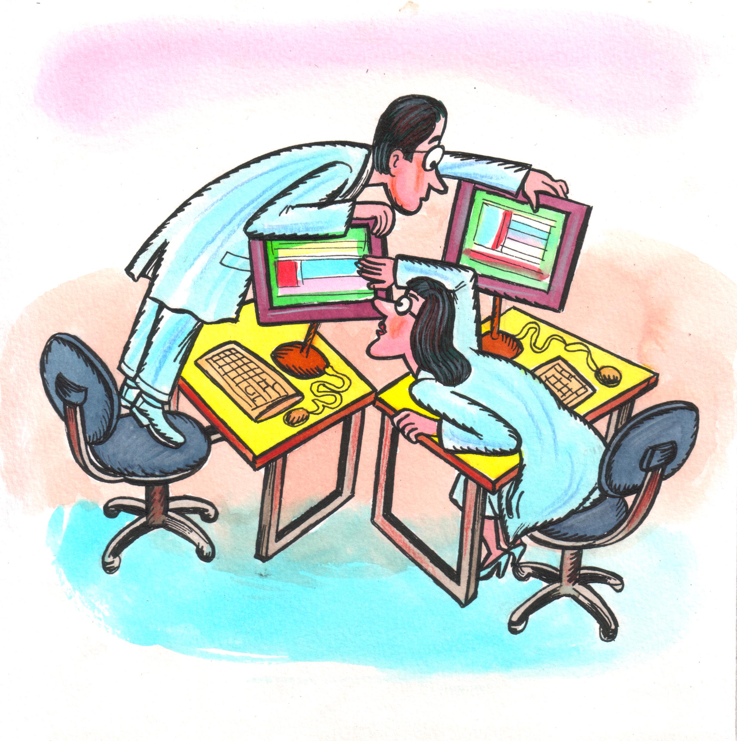 No Compatibility Two doctors have to look over each other's screen to share information.